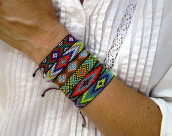 Huichol Native American Inspired Multi-Colored, Beaded BFF Friendship Bracelet 106