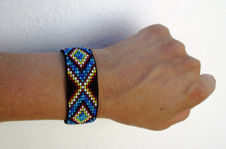 Huichol Native American Inspired Beaded Bracelet or Anklet Original Design 22 image 3