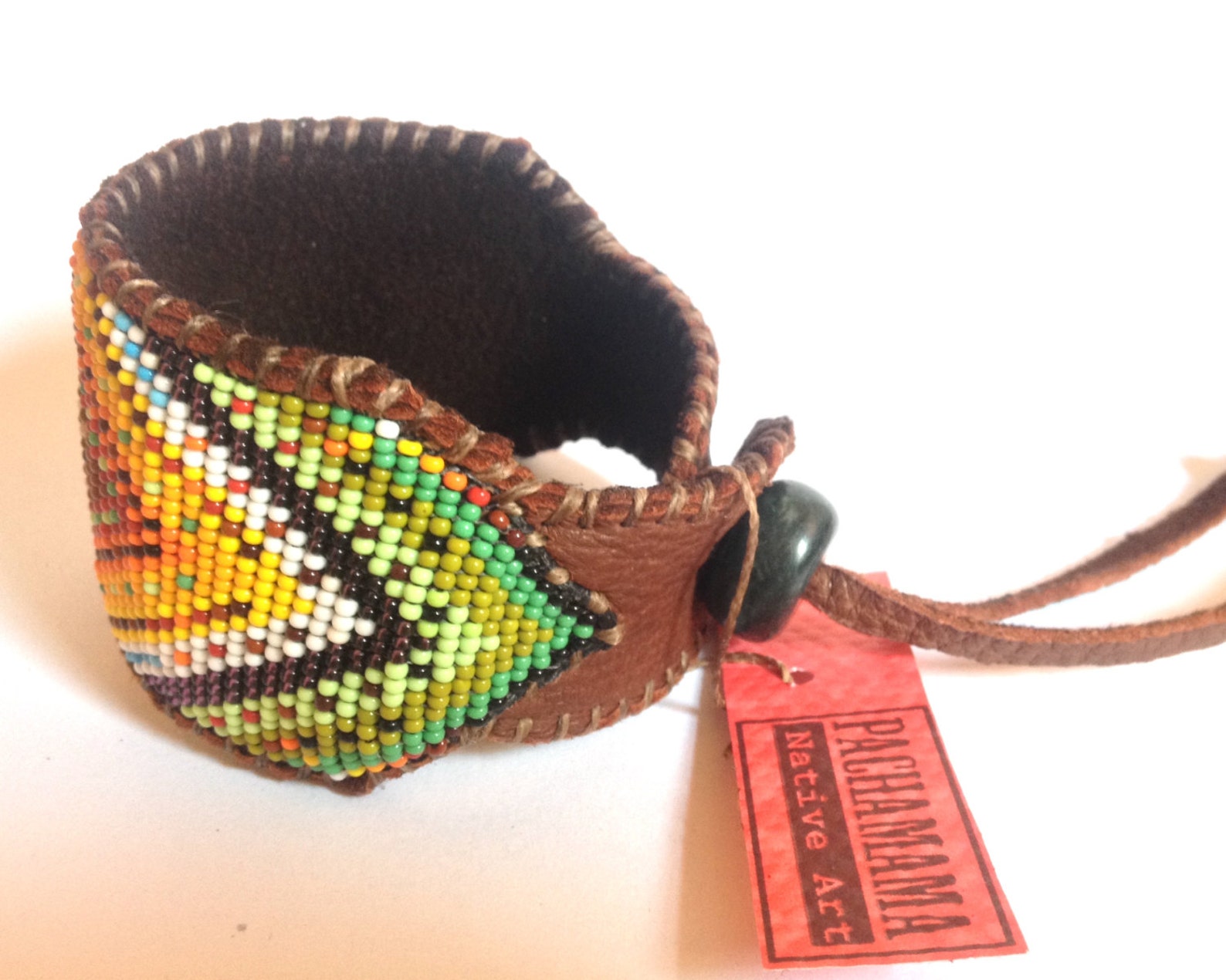 Ojo De Dios Eye of God Bracelet Cuff on Chocolate Deer Hide Etsy