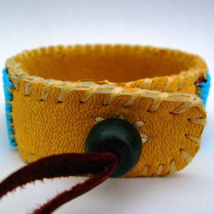 Roads Intertwined, Native American Inspired Beaded Bracelet on Deer Hide image 4