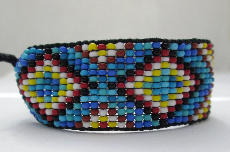 Huichol Native American Inspired Beaded Bracelet or Anklet Original Design 22 image 1