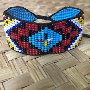 Medicine Wheel, Four Directions Center, Beaded Tribal Bracelet