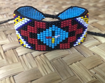 Medicine Wheel, Four Directions Center, Beaded Tribal Bracelet