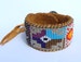 Beaded Chakana Incan Cross, Sun and Moon Cuff Bracelet on Deer Hide 