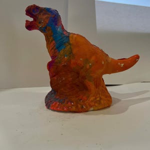 Hand Painted Dinosaur Figurine Colorful T Rex Statue for Kids Playroom Decor Unique Collectible Gift for Dinosaur Lovers and Children