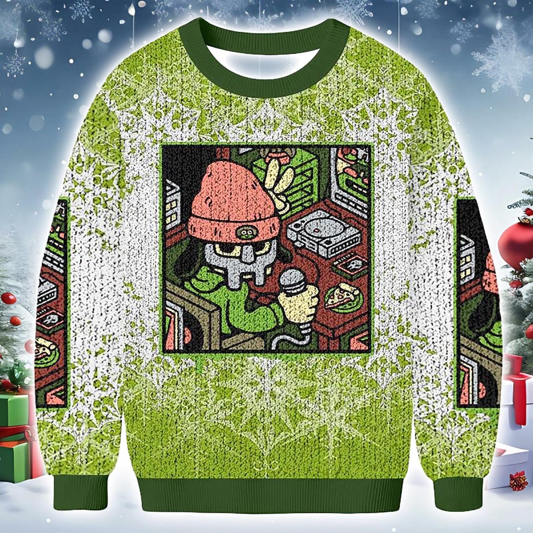 Rapper Fan Sweater Hip Hop Cartoon Music: Sublimation Print Knit Look ...