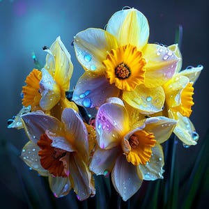Daffodils poster print - white and yellow