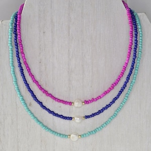 Colorful Summer Pearl Seed Bead Necklace