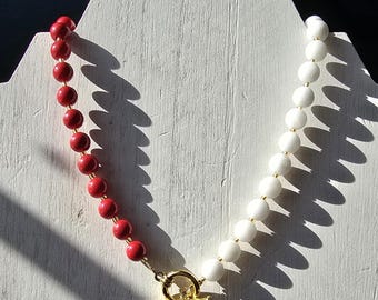 Collar Alabama Crimson Tide - Joyería de cuentas carmesí y blancas, regalo para fanáticos de la Universidad de Alabama, collar para el día del juego, Roll Tide
