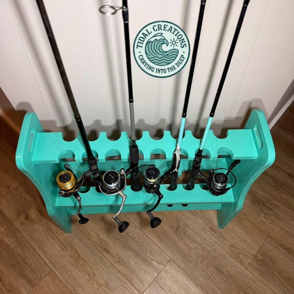 10 Rod Fishing Rack Fishing Rod Rack Cnc - Etsy