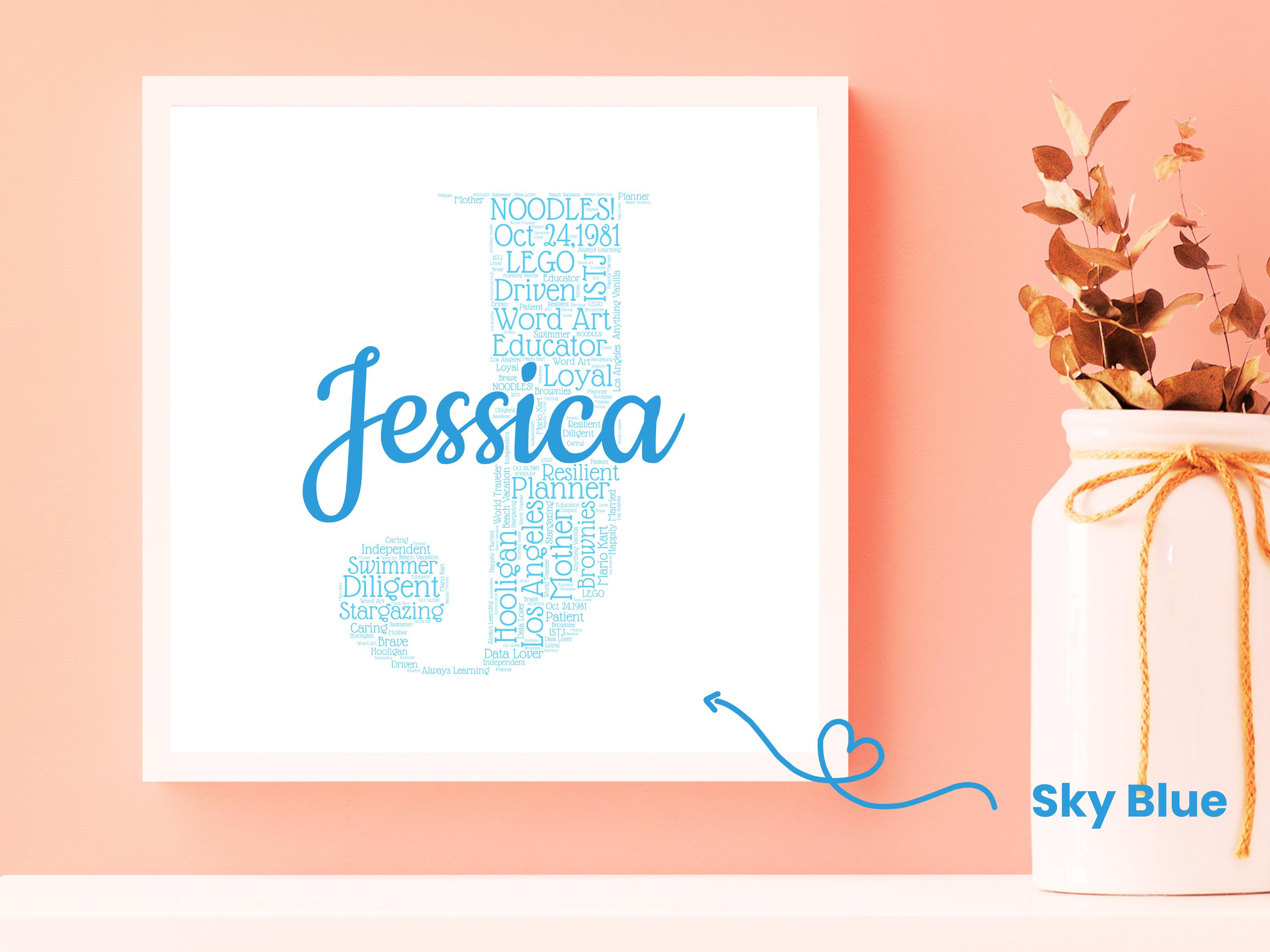 Personalized Initial Word Cloud Art – Custom Name Gift (digital ...