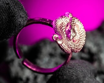 PREMIUM Covetous Gold Serpent Ring, Ancient Dragon Ring, Fantasy Mythical Creature Statue, Gothic Medieval Decor, Dungeons And Dragons Gift
