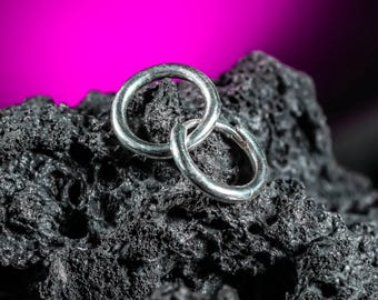 PREMIUM Interlocking Hoop Earrings - 1 Pair Minimalist Geometric Link Dangle - Modern Silver Circle Earrings - Birthday Gift