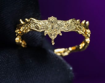 Fanmade Malenia Crown Ring - Golden Rot-inspirierter Fan Schmuck, Handgefertigter El.den Queen Tribute 18K Vergoldeter Ring