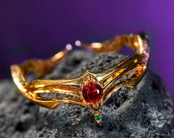 Fanmade Circlet Ring Fina/ Fantasy Jewelry, Handmade Silver 950 + Gold Plated Cosplay Ring, RPG Accessory, Gamer Gift, Collector Jewelry