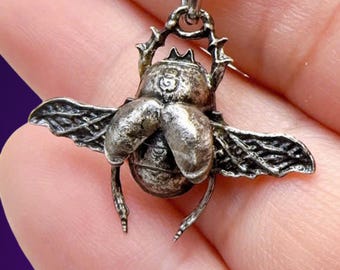 Elden Ring Silver Scarab Talisman Necklace, Item Discovery Symbol, Silver 950 Pendant, Mens Gaming Jewelry, Gamer Gift for Him