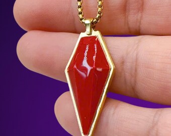 Blonde Blazer’s Necklace – Dispatch - Indie game Inspired Red Pendant, Gamer Jewelry