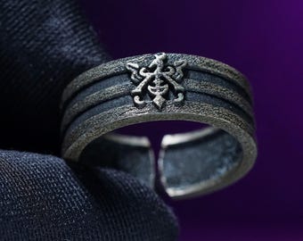 Fanmade Clive Rosfield Ring – Handmade F1nal Fantasy Silver RPG-Inspired Jewelry, Dual Hero Band Set for Siblings, Warriors n Collectors