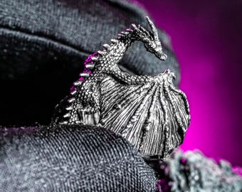 PREMIUM Ancient Dragon Ring, Fantasy Mythical Creature Statue, Gothic Medieval Decor, Dungeons And Dragons Gift
