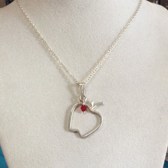 Silver apple pendant necklace Clearance