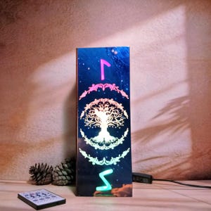 Yggdrasil Tree-Inspired Wooden box Lamp, RGB Lighting, Glow Forest Decor for Home&Bedroom, Halloween Gift idea, Birthday Gift, Gift for All