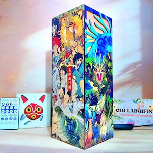 MNK Forest Spirit-Inspired Wooden box Lamp, RGB Led, Featuring Mythical Characters for Otaku, Halloween Gift idea, Anime Lamp, Birthday Gift