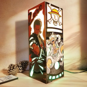 Pirate OP Adventure-Inspired Wooden box Lamp, RGB Led, Featuring Iconic Pirate Characters for Anime Fans, Gift for Kids, Back to School Gift