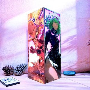 OPM Superhero Power-Inspired Wooden box Lamp, Handcrafted with RGB Led, Gift for Kids, Otaku Halloween Gift, Birthday Gift, Otaku Xmas Gift