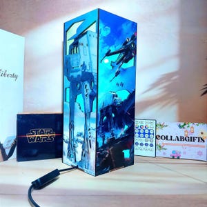 SW X-Wing-Inspired Wooden box Lamp, RGB Led, Space Warriors Led for Sci-Fi movie Fans, Halloween Gift idea, 2025 Xmas Gift, Birthday Gift