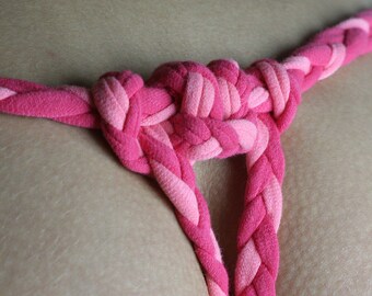 Crotchless  braided cotton panties