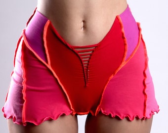 Custom color High Waist Flared Panties with curly hem - Festival kawaii underwear