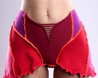 Custom color High Waist flared Panties with curly hem - Festival kawaii underwear
