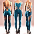 Open Back Formfitting Catsuit - Cotton Jersey Playsuit Sexy Jumpsuit Stretchy Romper Braided Rumper Festival Wear Party Outfit Made to Order