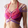 Colorful Braided Harness Crop Top Strappy  Velvet Cotton Top Open Back  Clasp Top Eyelash Top Desiner Jersey Top product logo