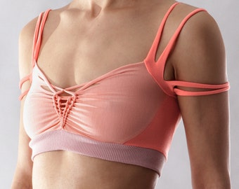 Braided Cotton Jersey Crop Top: Strappy Open Back Harness