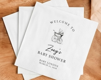 Custom Baby Shower Napkins with Your Text - Personalized Cocktail Napkins for Baby Shower Decorations - Baby Boy & Girl Party Decor