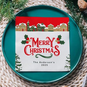 Kundenspezifische Weihnachtsservietten mit Text - personalisierte Cocktail-Servietten für die Weihnachtsfeier - frohe Weihnachten-Servietten für Feiertagsdekor