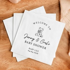 Personalisierte Babyparty-Servietten mit Ihrem Text - personalisierte Cocktail-Servietten für die Babyparty-Dekoration - Baby Jungen- und Mädchen-Party-Dekor