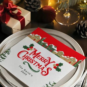 Kundenspezifische Weihnachtsservietten mit Text - personalisierte Cocktail-Servietten für die Weihnachtsfeier - frohe Weihnachten-Servietten für Feiertagsdekor