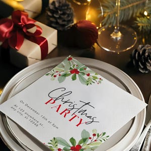 Kundenspezifische Weihnachtsservietten mit Text - personalisierte Cocktail-Servietten für die Weihnachtsfeier - frohe Weihnachten-Servietten für Feiertagsdekor