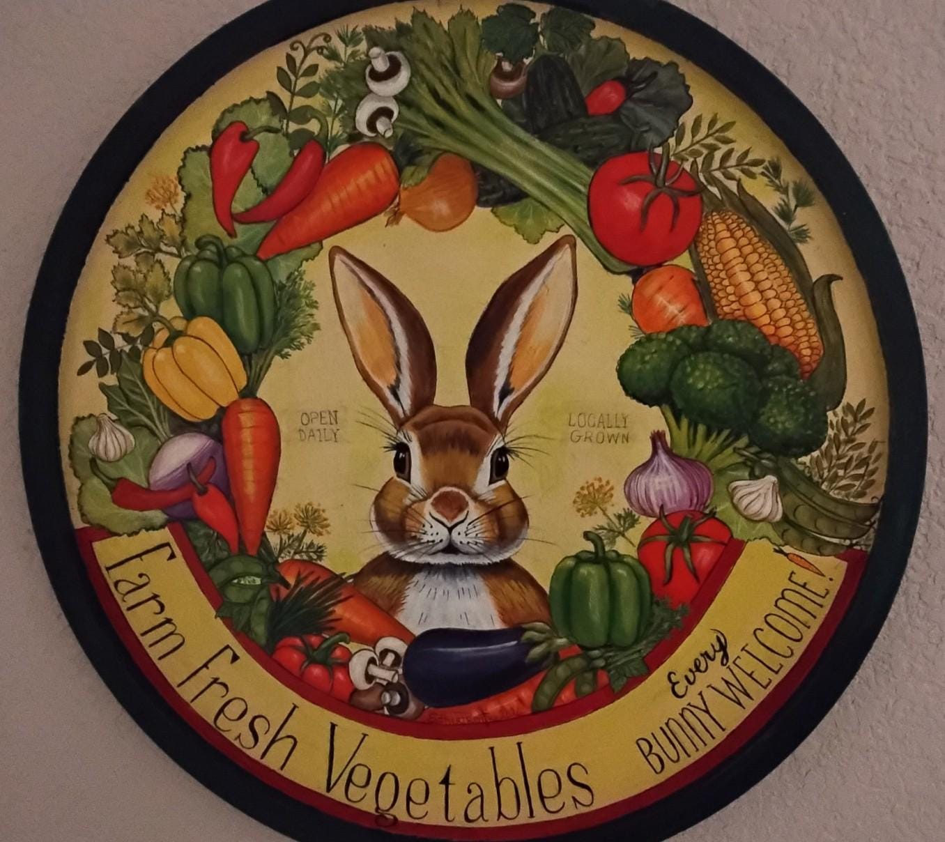 Bunny Rabbit Hand Sign Hand-painted, Hand-lettered Bunny Rabbit Sign on Wood, Wall Decor ...