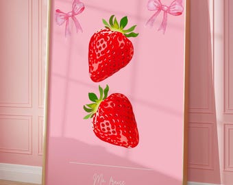 Erdbeere Wand Kunst - Ma Fraise Druck, Coquette Decor (Digitaler Download)