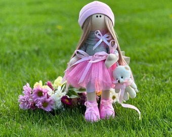 Handmade Doll-14.6 inch,Brushable Hair,Personalized Baby Gift,Fabric Doll, Nursery Doll, Unique Handmade Doll, Doll Birthday Gift, OOAK DOLL