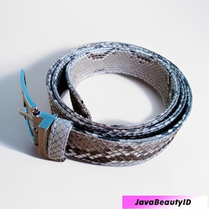 Oryginalny pasek ze skóry pytona – egzotyczny i stylowy, pasek ze skóry pytona, egzotyczny pasek ze skóry, prawdziwy pasek z pytona, ręcznie robiony pasek, pasek ze skóry węża