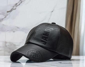 Men's Leather Baseball Cap, Vintage Style Dad Hat, Adjustable, Retro 1985 Dad Cap, Streetwear Accessory, Unisex Gift for Him