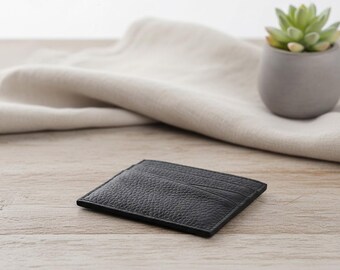 Fermont Genuine Cow Leather Card Holder, Minimalist Slim Wallet, Mens Front Pocket EDC