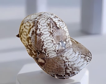 Natural Genuine Python Snake Skin Hat Elegant and Unique,Python Leather Cap,Real Leather Hat,Handmade Cap,Exotic Leather Hat