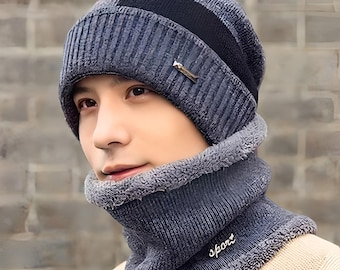 Satria Beanie Men's Winter Anti-Cold Hat, Beanie Scarf Set, Winter Hat Scarf, Hat and Scarf Set, Knitted Beanie Set, Warm Scarf Hat