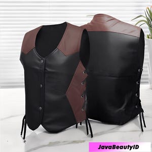 Leather Vest Synthetic Leather Vest Biker Vest Men's Vest, Leather Vest, Biker Leather Vest, Mens Leather Vest,Leather Biker Riding