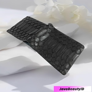 Cartera de hombre de piel de serpiente negra. Piel de serpiente auténtica, hecha a mano. Calidad, piel de serpiente, cartera exótica, cartera de color, cartera de hombre, cartera de cuero.